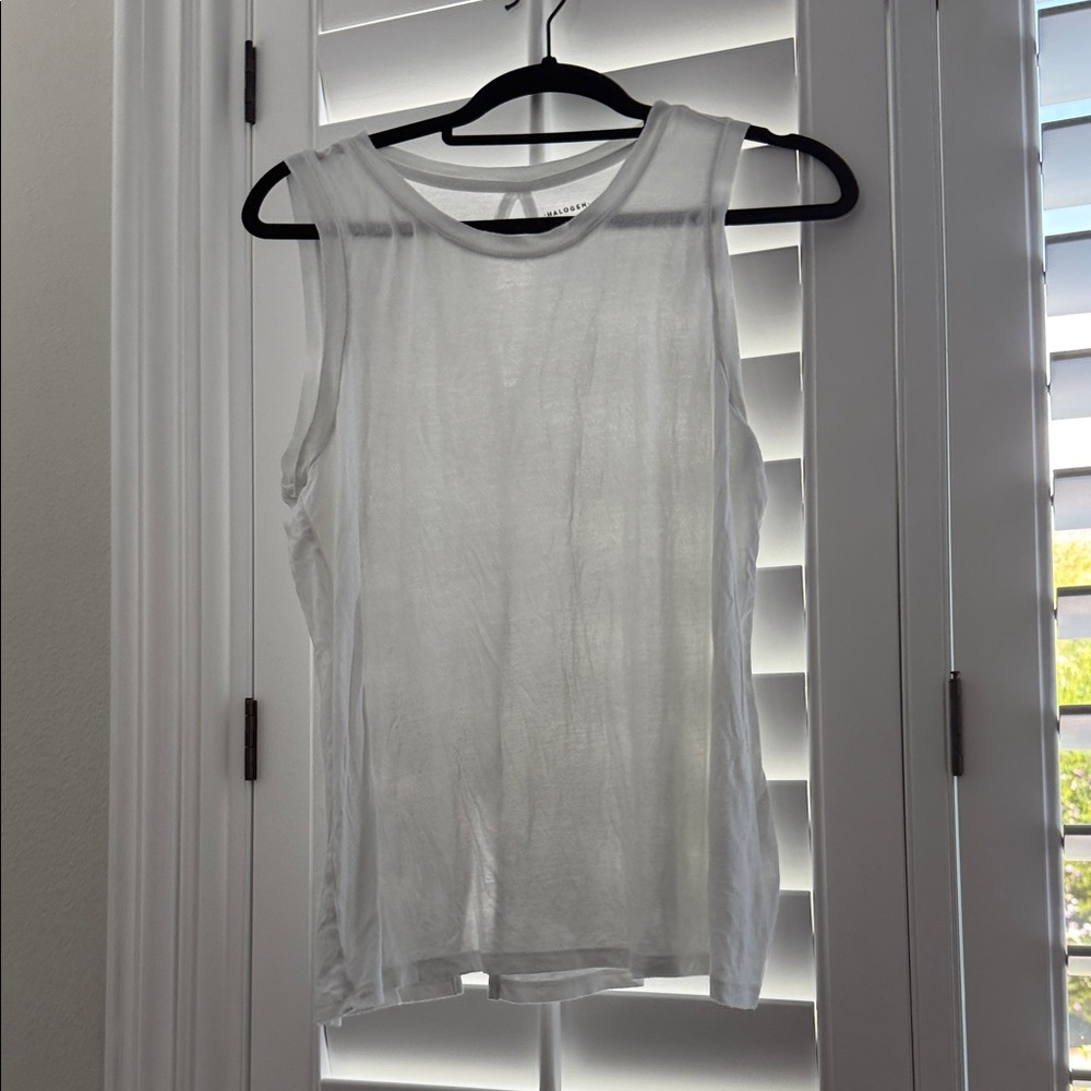 Halogen White Sleeveless Tunic Top